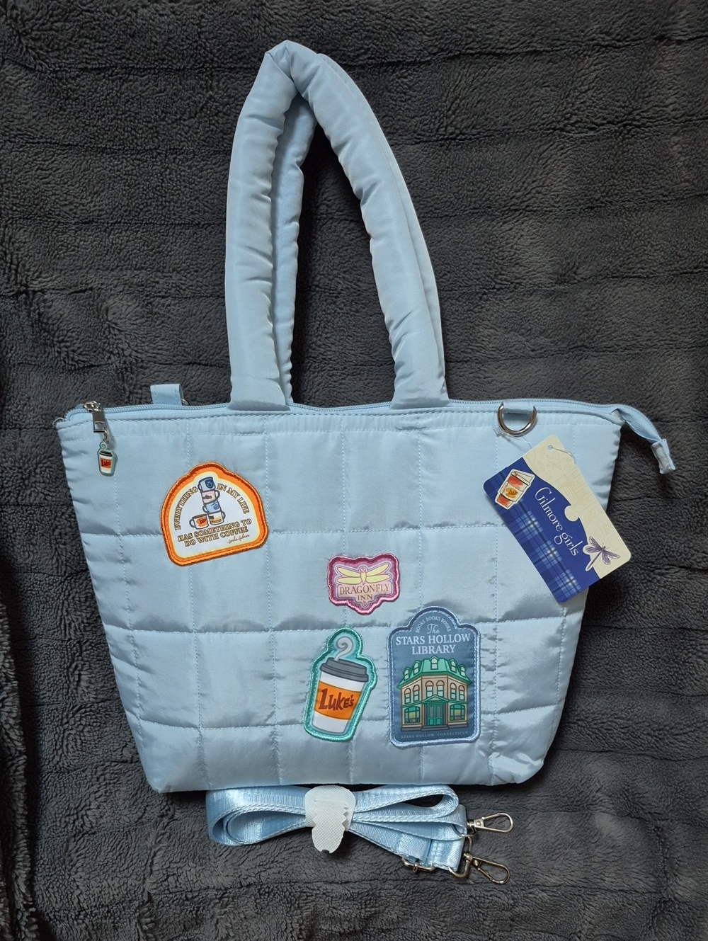 Gilmore Girls Quilted Light Blue Insulated Lunch Bag With Patches New With Tags - Picture 17 of 17
